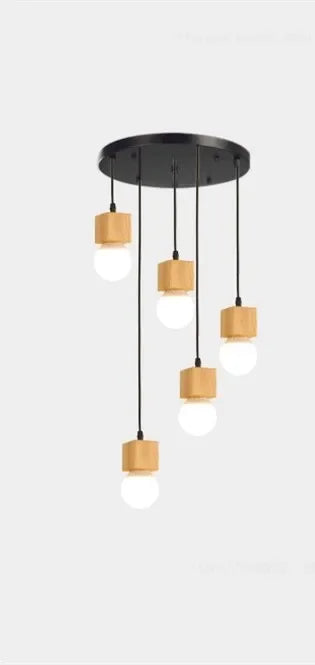 suspension vintage en bois de chêne design moderne
