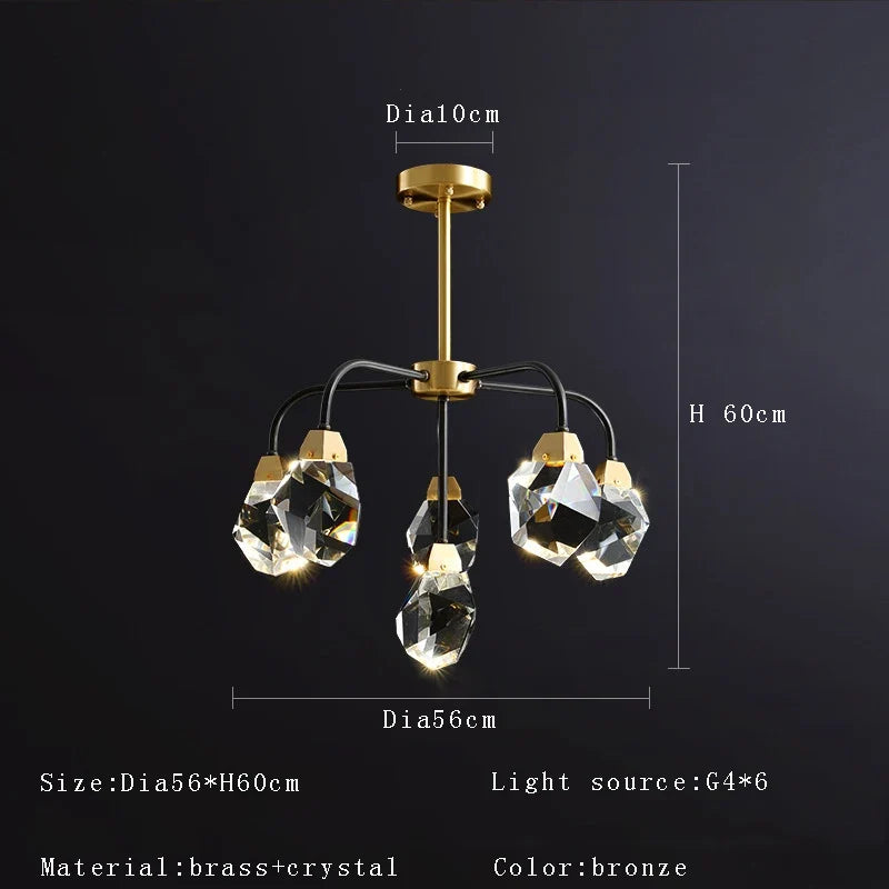 lustre design moderne en cristal avec abat-jour fantaisie