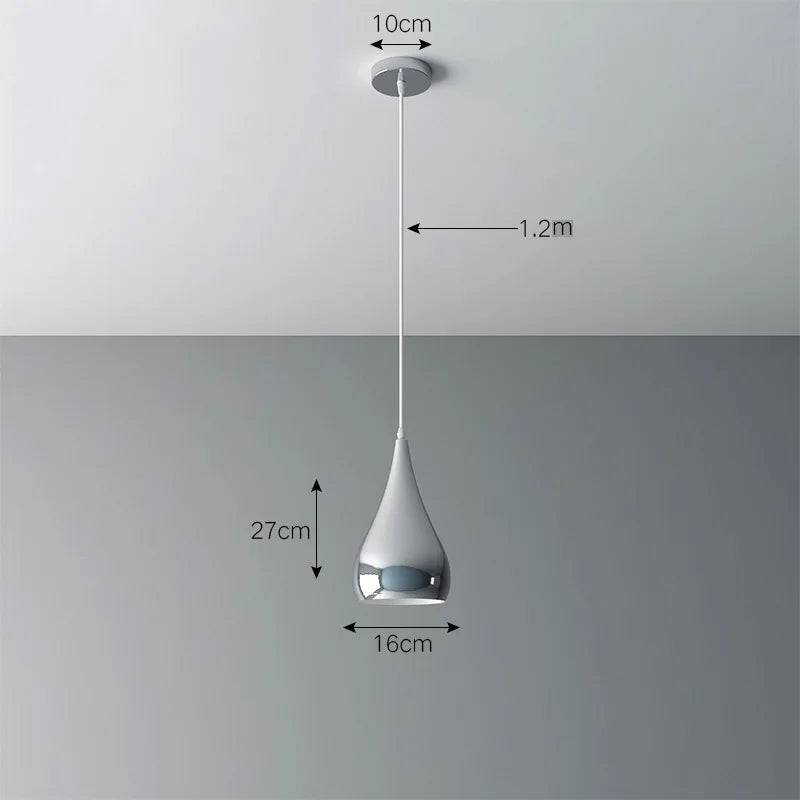 Plaqué nordique argent Globe boule miroir lampes suspendues E27 fer lampe suspendue de luxe en laiton argenté Art cuisine hôtel suspension lampe