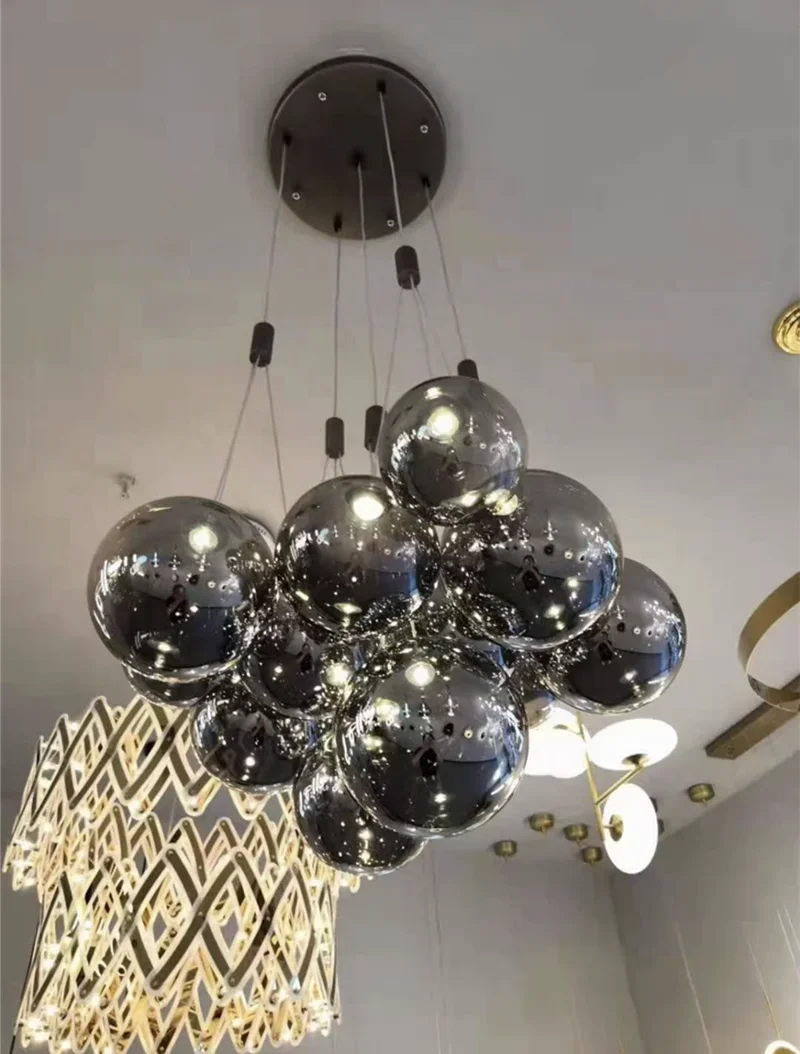 lustre nordique en verre avec suspension led pour décoration intérieure
