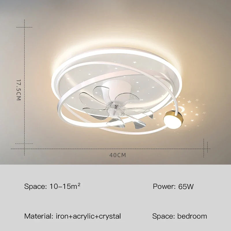 lustre moderne avec lumières et ventilateur intelligent pour intérieur