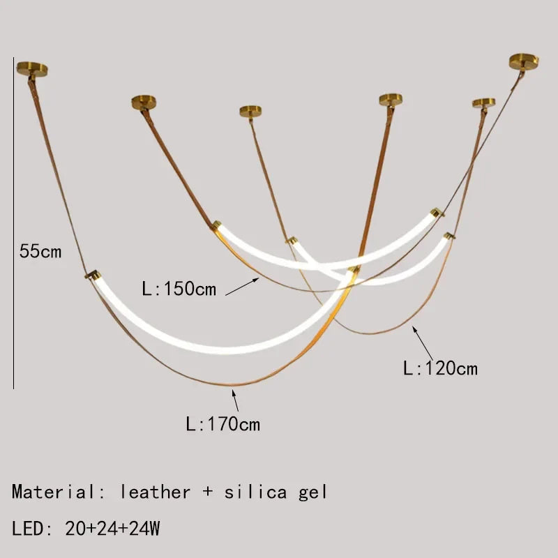 lustre led en silicone et cuir artificiel pour hôtel