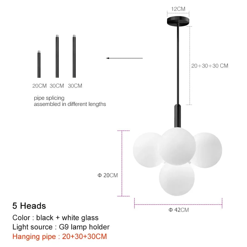 suspension led en verre de luxe décoratives idéales pour restaurant