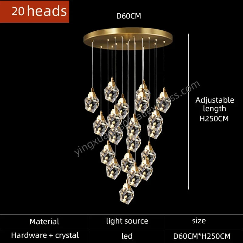 lustre en cristal suspendu pour un éclairage élégant et moderne