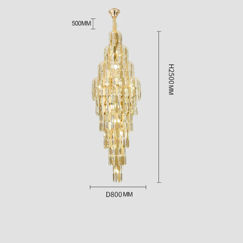 lustre en cristal pour escalier et halls d'hôtel
