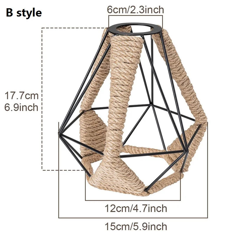 suspension industrielle rétro avec interrupteur et corde de chanvre