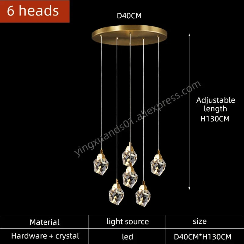 lustre en cristal suspendu pour un éclairage élégant et moderne