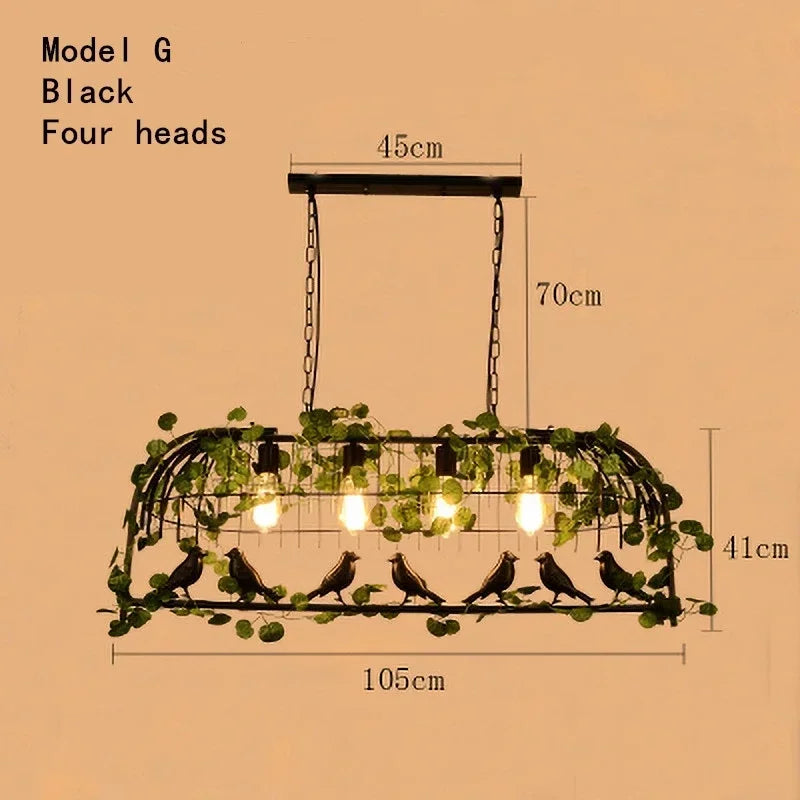Retro Industrial Ceiling Chandelier Metal Bird Cage Hanging Lamp Suspension Pendant Light