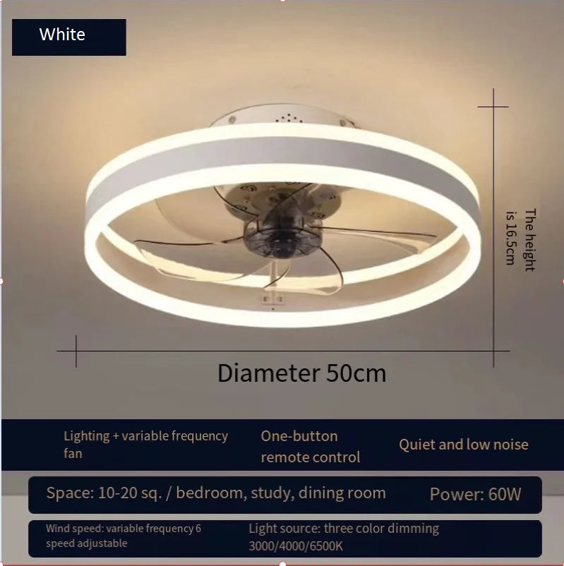 110V~265V APP and Remote Control Dual Intelligent Control  DC 6 speed Regulation Frequency Conversion Ceiling Fan Light