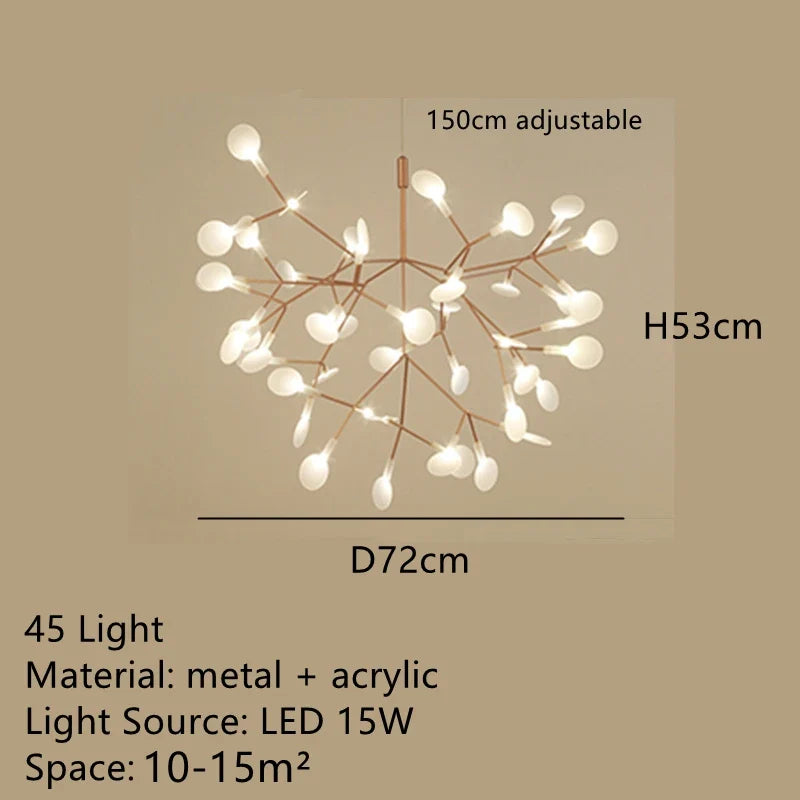 lustre led moderne avec branches rondes pour suspension