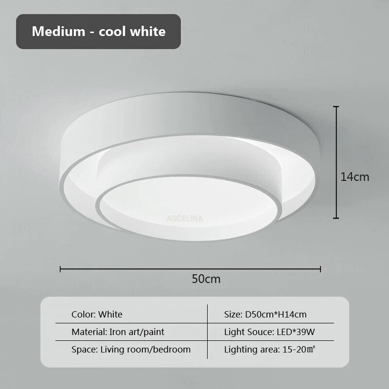 Plafonnier moderne led minimaliste blanc double rond