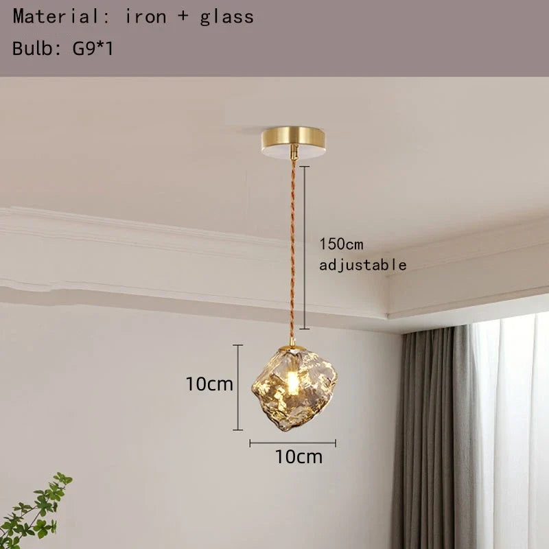 lustres en verre ambré style bloc de glace pour restaurant et bar