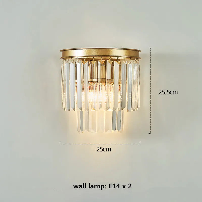 lustre led en métal style rétro américain avec chaîne et cristal