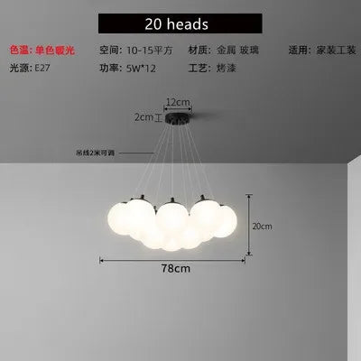 lustre moderne en verre avec led pour décoration intérieure