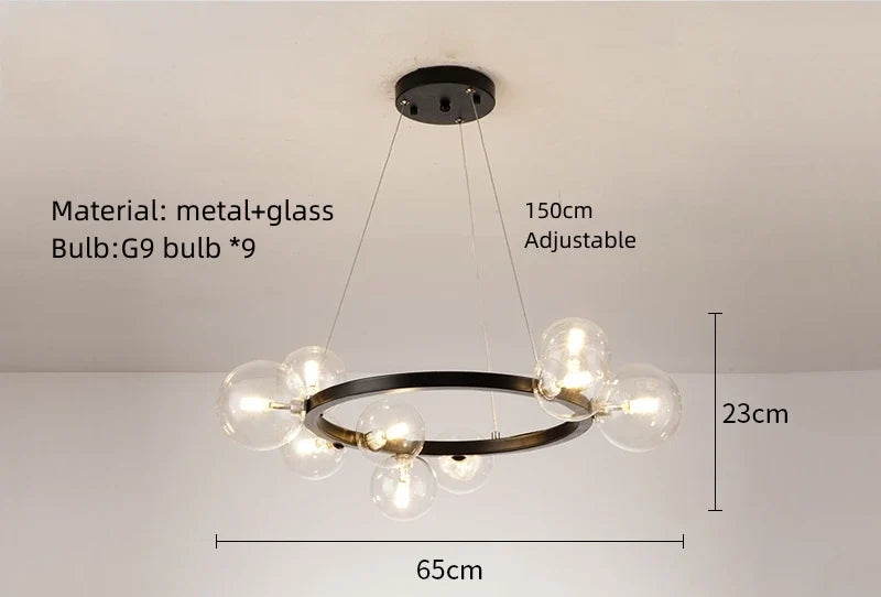 lustre en verre avec cordon réglable et ampoule incluse