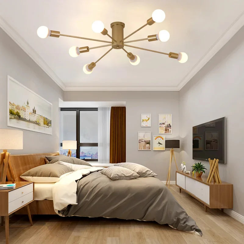 Moderne Créatif LED Plafonnier Lustre Spoutnik Lumière Semi-intégré Nordique Décor À La Maison Luminaires pour Chambre Salon