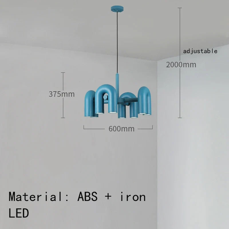 lustre art déco u tube en métal avec cordon réglable