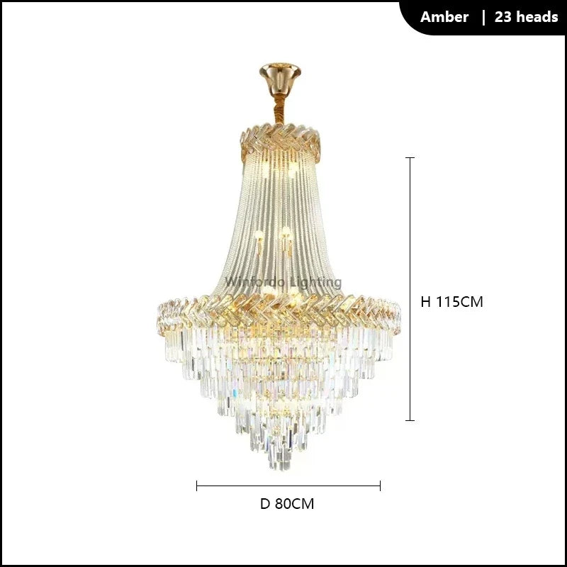 lustre led en cristal design moderne pour villa duplex
