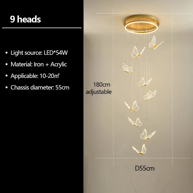 lustre papillon transparent design nordique suspension led
