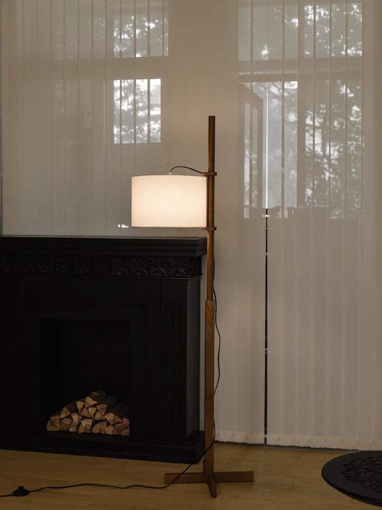 lampadaire japonais wabi-sabi en bois massif éclairage ajustable moderne