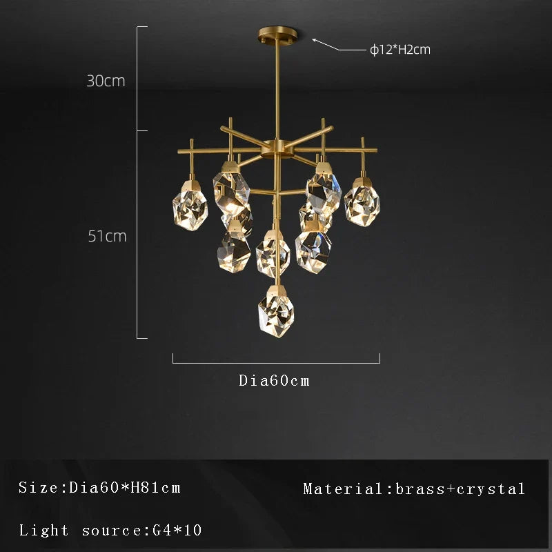 lustre design moderne en cristal avec abat-jour fantaisie