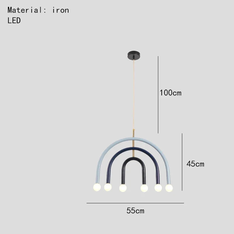lustre arc-en-ciel métallique fil art déco suspendu réglable