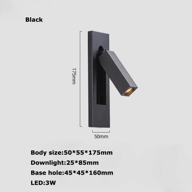 applique murale led rotative avec interrupteur pour lecture