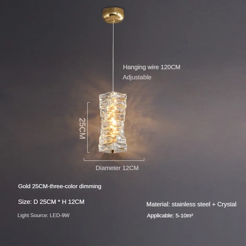lustre moderne léger en cristal pour intérieurs élégants et contemporains