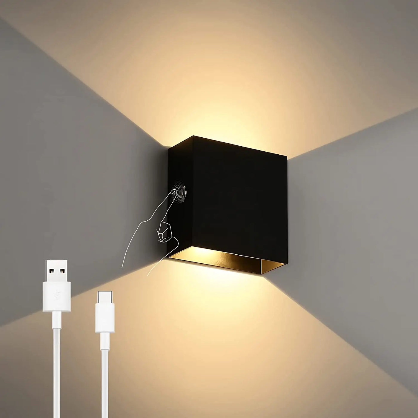 applique murale led rechargeable sans fil avec capteur humain usb