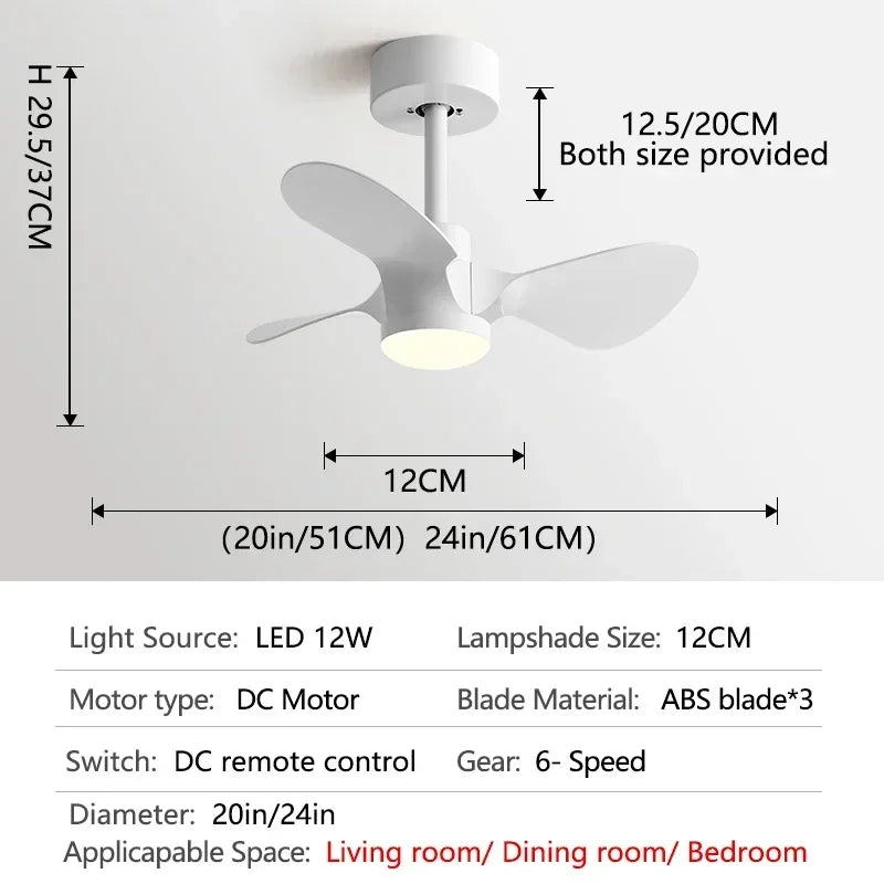 24Inch Mini Ceiling Fan Modern Simplicity Coffee Shop Creative Kid Fan Lights Aisle Balcony Children's Room Fan Lights 110V 220V
