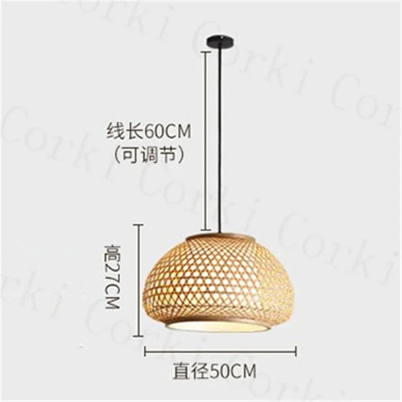 lustre en bambou tricoté à la main suspension décorative pour maison