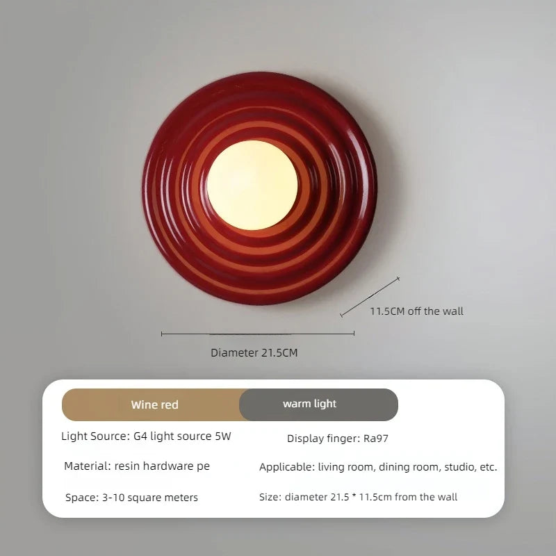 applique murale led rétro en résine luminaire mural rond japonais