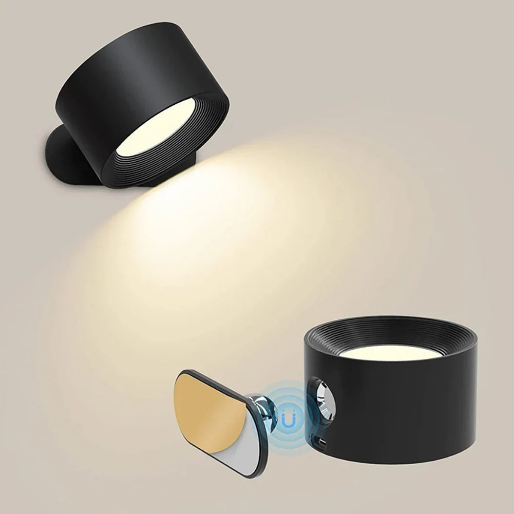 applique murale led rechargeable usb rotation 360° boule magnétique dimmable tactile