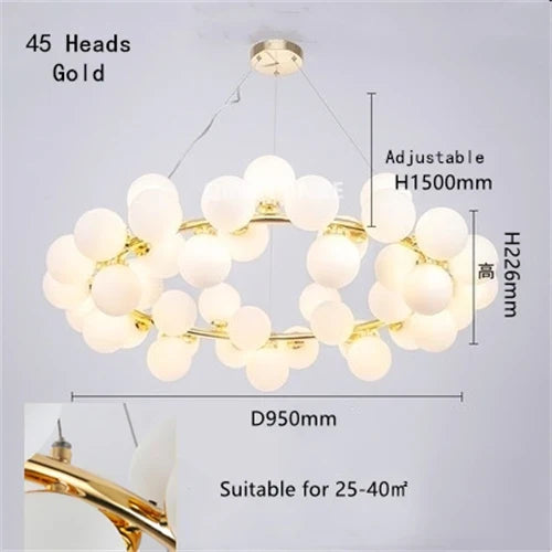 lustre nordique boule de verre led pour décor maison