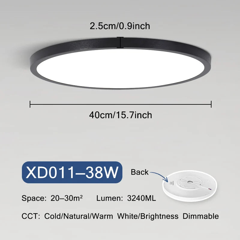 plafonnier led ultra mince moderne rond montage en surface