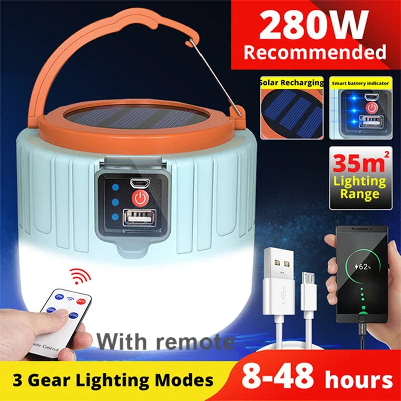 lampe de camping solaire led étanche rechargeable pour activités en extérieur