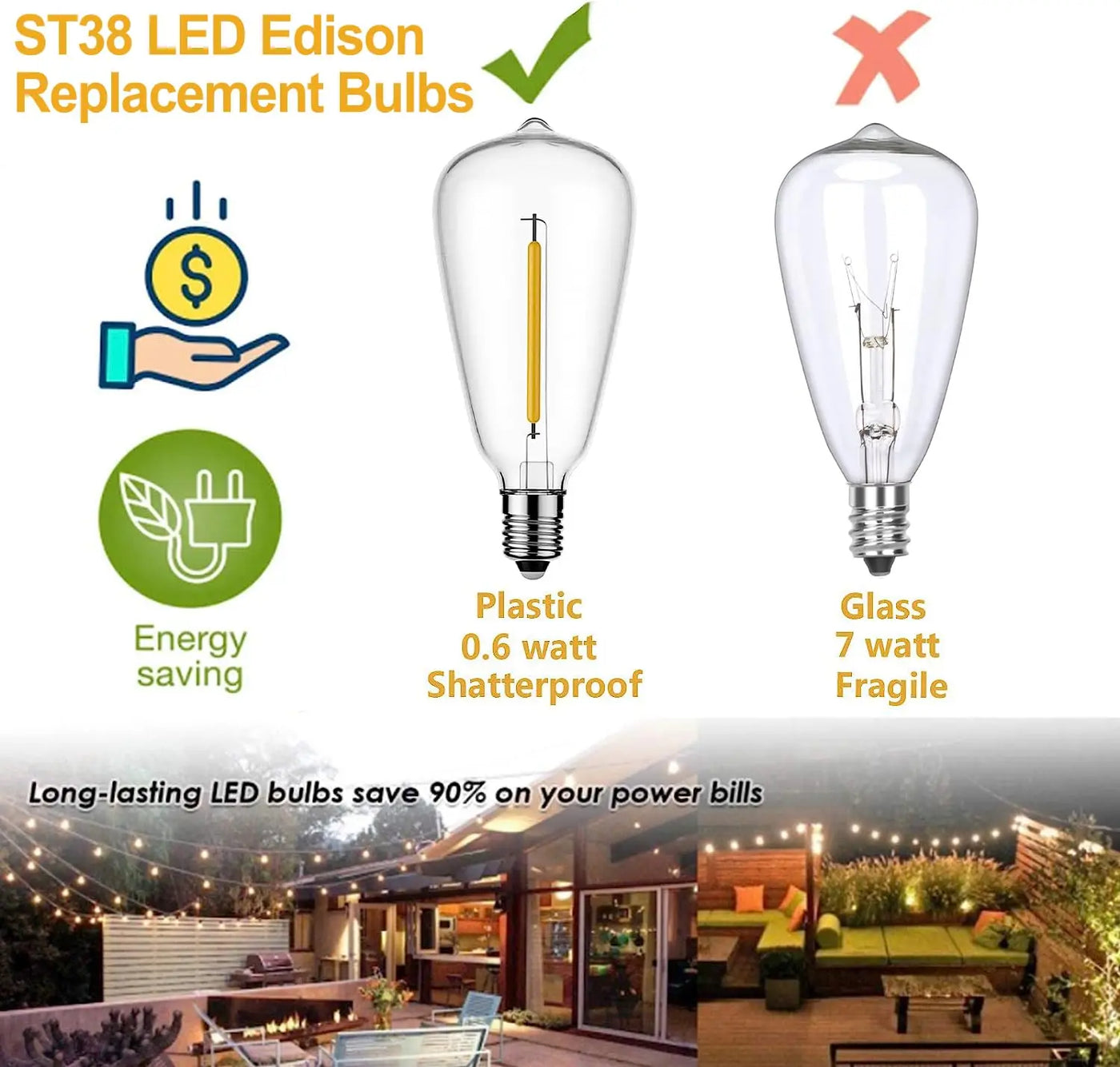 guirlande lumineuse led étanche pour décoration extérieure jardin et mariage