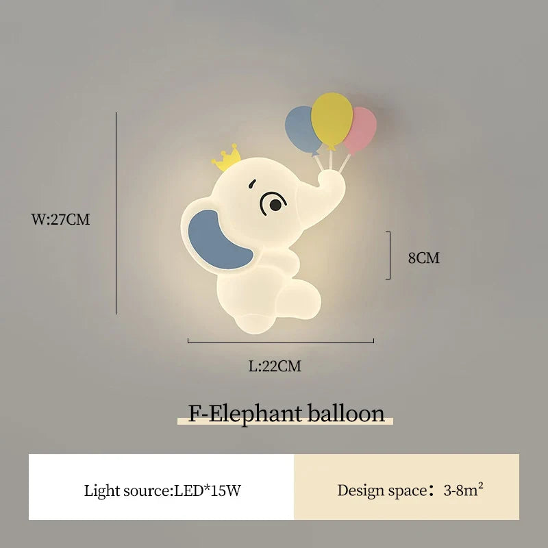 applique murale moderne éléphant pour enfant lumière douce