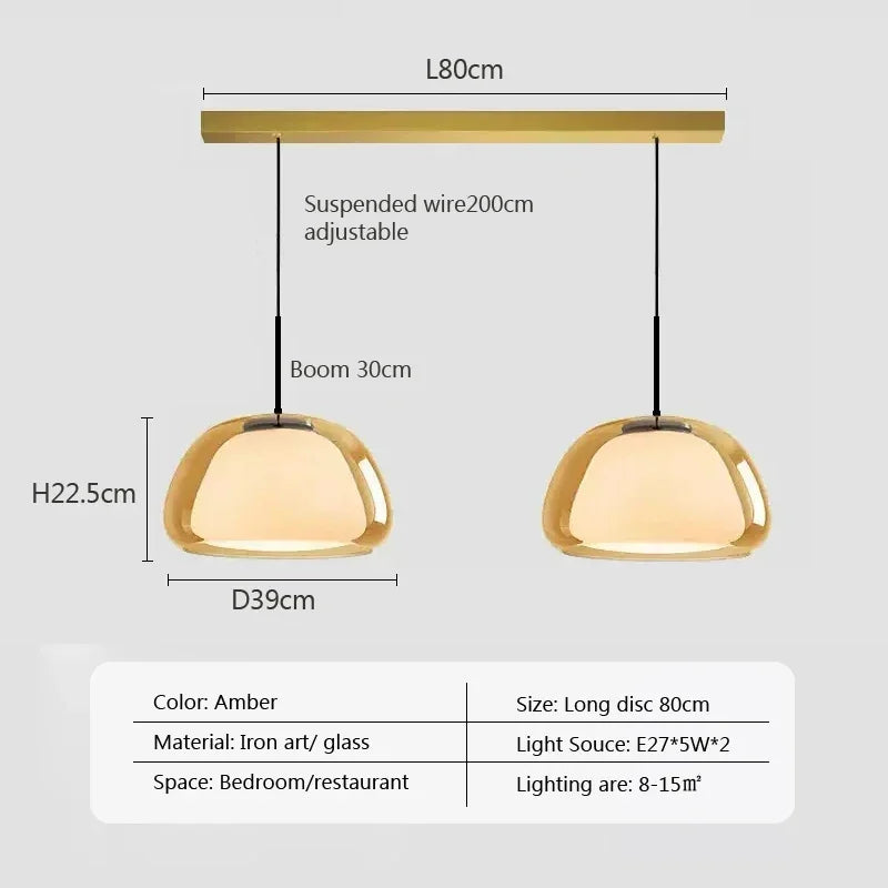 suspension en verre double couche style danois pour intérieur élégant