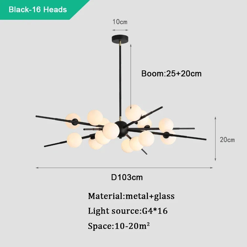 lustre moderne en verre pour éclairage intérieur design