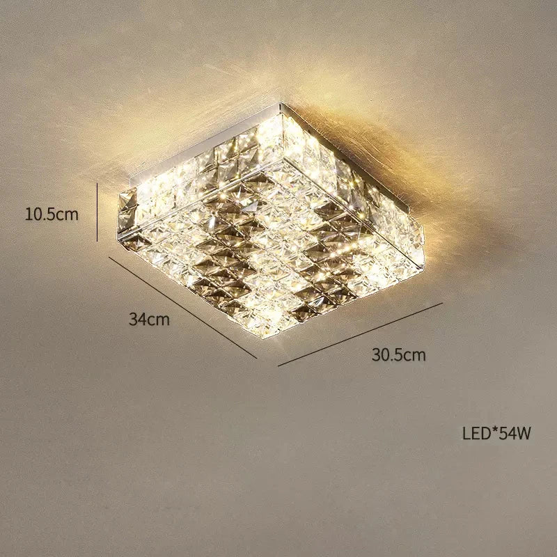 plafonnier led art déco carré cristal design moderne élégant