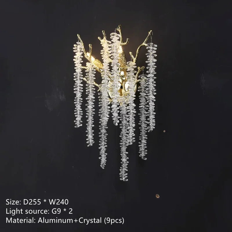 lustre à pampilles en cristal pour éclairage intérieur à LED
