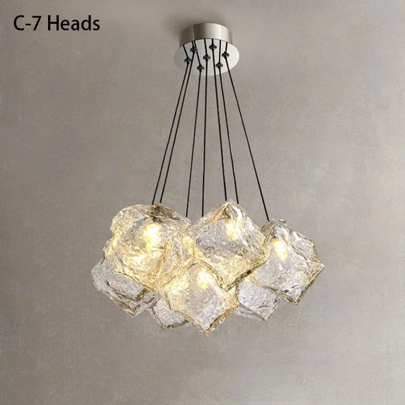 Lava Ice Cube Walnut Glass Bedside Chandelier, Lava Glass Table Lamp for Hallway Entry Bedroom Living Room Lighting  Home Light
