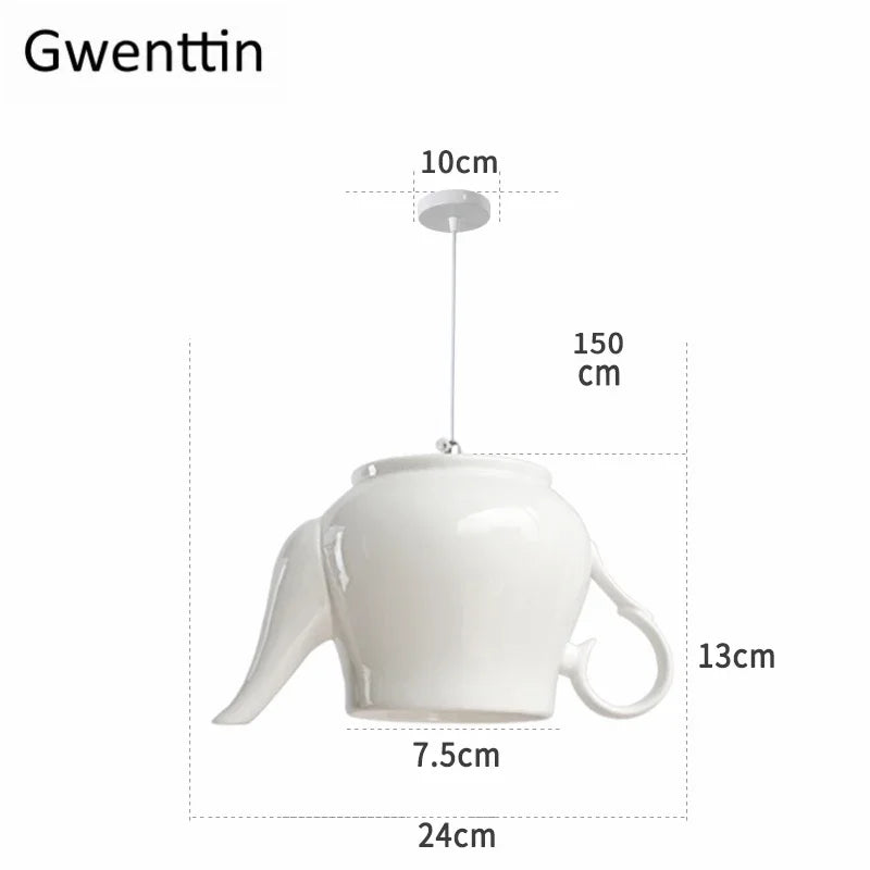 suspension en céramique moderne en forme de théière décorative