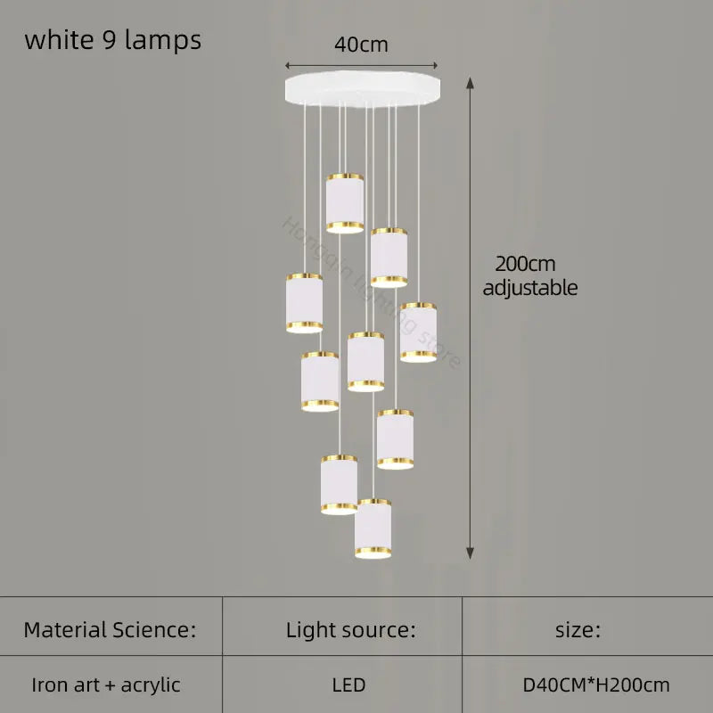 lustre moderne led pour escalier et intérieur contemporain