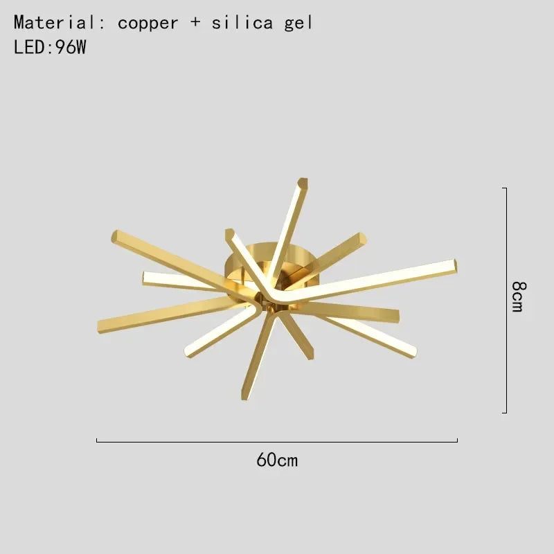 plafonnier led moderne en cuivre pour décoration artistique