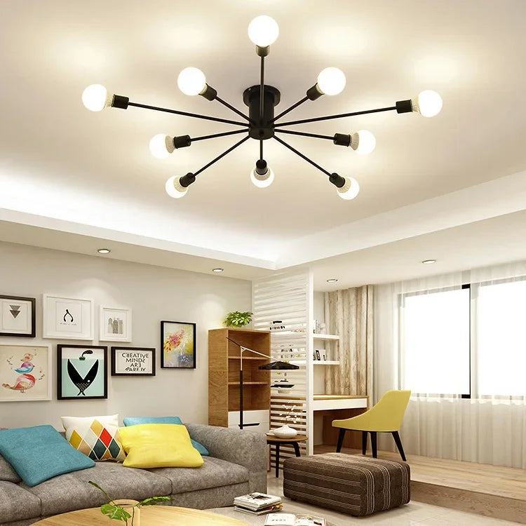 Moderne Créatif LED Plafonnier Lustre Spoutnik Lumière Semi-intégré Nordique Décor À La Maison Luminaires pour Chambre Salon