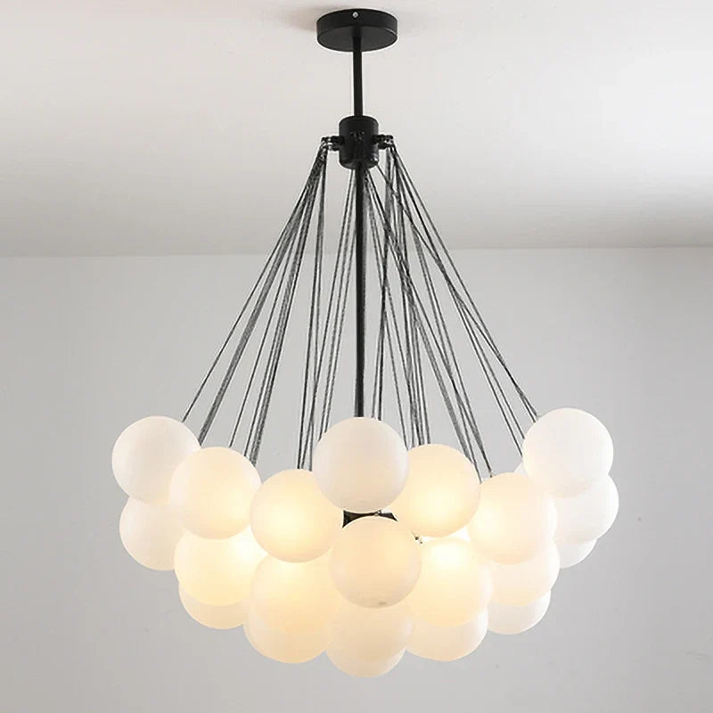 lustre moderne en verre avec boules led pour décoration