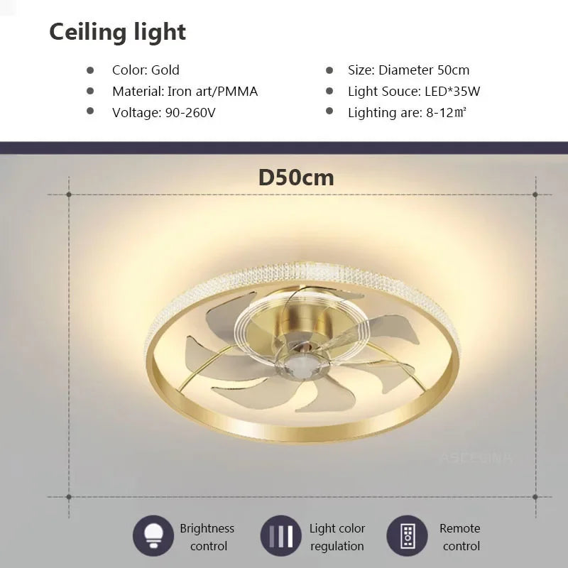 plafonnier led moderne avec ventilateur éclairage silencieux intelligent