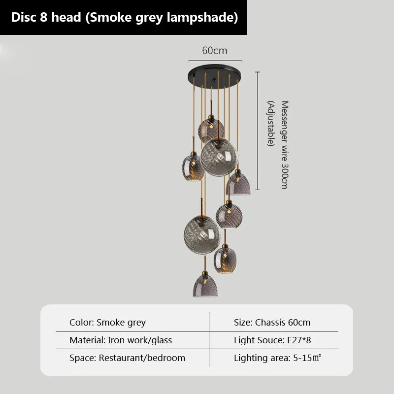 suspension en verre moderne pour éclairage décoratif intérieur